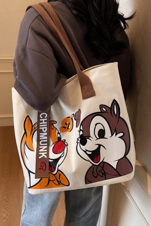 Summer Cartoon Canvas Tote Bag for Women - Large Capacity Commuting & Student Bag - Versatile Fashionable Everyday Carry