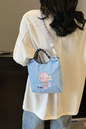 Summer Casual Embroidered Handbag for Women - High-End Canvas Crossbody Phone Bag for Commuting, 2025 Fashion Trend