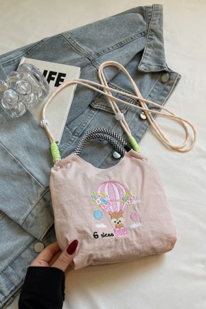 Summer Casual Embroidered Handbag for Women - High-End Canvas Crossbody Phone Bag for Commuting, 2025 Fashion Trend