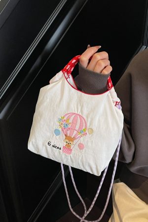 Summer Casual Embroidered Handbag for Women - High-End Canvas Crossbody Phone Bag for Commuting, 2025 Fashion Trend