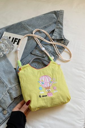 Summer Casual Embroidered Handbag for Women - High-End Canvas Crossbody Phone Bag for Commuting, 2025 Fashion Trend