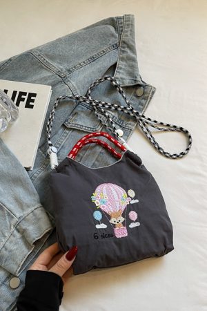 Summer Casual Embroidered Handbag for Women - High-End Canvas Crossbody Phone Bag for Commuting, 2025 Fashion Trend
