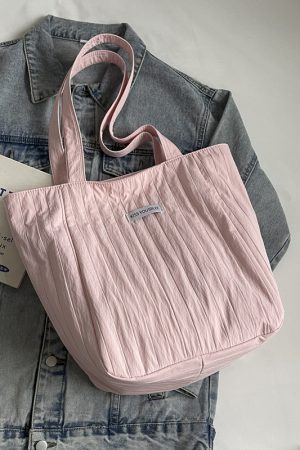 Summer Casual Wrinkled Canvas Tote Bag for Women - Large Capacity Shoulder Bag for Students, Classes, and Commuting