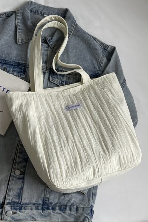 Summer Casual Wrinkled Canvas Tote Bag for Women - Large Capacity Shoulder Bag for Students, Classes, and Commuting