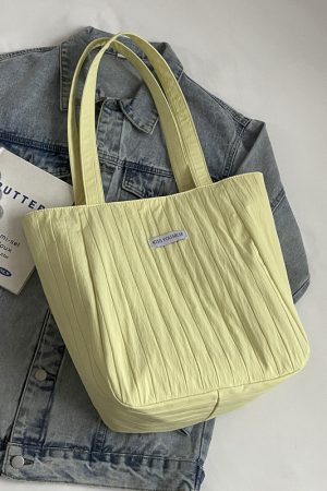 Summer Casual Wrinkled Canvas Tote Bag for Women - Large Capacity Shoulder Bag for Students, Classes, and Commuting