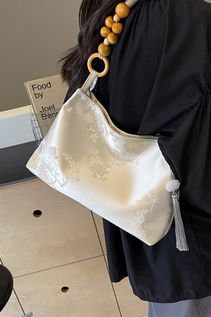 Summer Chinese-Style Women's Shoulder Bag - Large Capacity National Wind Tote Bucket Bag for Commuting