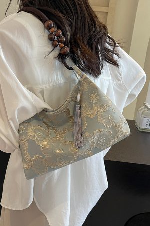 Summer Chinese-Style Women's Shoulder Bag - Large Capacity National Wind Tote Bucket Bag for Commuting