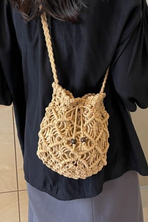 Summer Cotton Woven Straw Crossbody Bag for Women - 2025 New Style Beach Vacation Bucket Bag for Phone