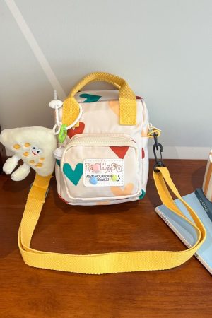 Summer Cute Cartoon Canvas Crossbody Bag for Women - High-End Zipper Phone Bag in Niche Style