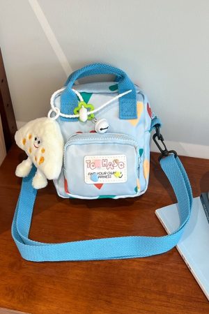 Summer Cute Cartoon Canvas Crossbody Bag for Women - High-End Zipper Phone Bag in Niche Style