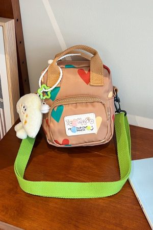 Summer Cute Cartoon Canvas Crossbody Bag for Women - High-End Zipper Phone Bag in Niche Style