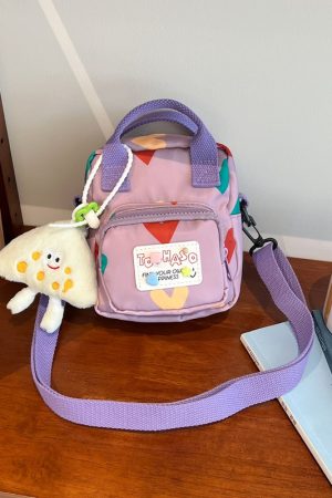 Summer Cute Cartoon Canvas Crossbody Bag for Women - High-End Zipper Phone Bag in Niche Style