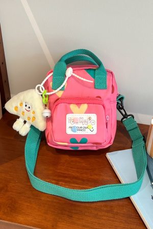 Summer Cute Cartoon Canvas Crossbody Bag for Women - High-End Zipper Phone Bag in Niche Style