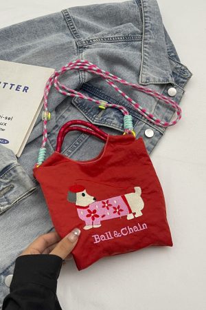 Summer Dachshund Embroidered Canvas Bucket Bag for Women - Cute Tote Crossbody Bag 2025 New Style