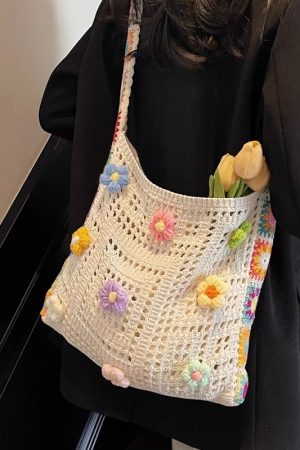 Summer Ethnic Floral Woven Crossbody Bag for Women - Large Capacity Tote for Vacation and Commuting 2025