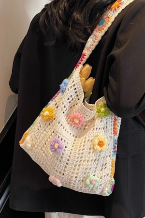 Summer Ethnic Floral Woven Crossbody Bag for Women - Large Capacity Tote for Vacation and Commuting 2025