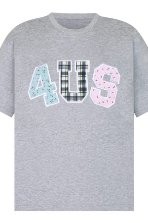 Summer Floral Patchwork Embroidered Plaid T-shirt for Couples - Trendy Loose-Fit Short Sleeve Tee in 90s Style