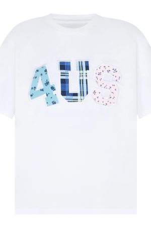 Summer Floral Patchwork Embroidered Plaid T-shirt for Couples - Trendy Loose-Fit Short Sleeve Tee in 90s Style