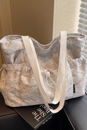 Summer Floral Tote Bag for Women - Large Capacity Canvas Shoulder Bag, Stylish Commuter & Student Essential, 2025 Trend