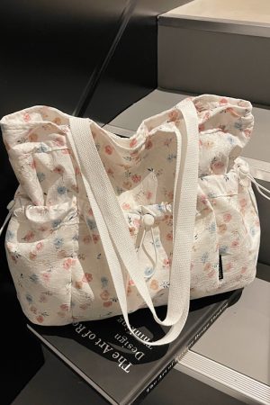 Summer Floral Tote Bag for Women - Large Capacity Canvas Shoulder Bag, Stylish Commuter & Student Essential, 2025 Trend