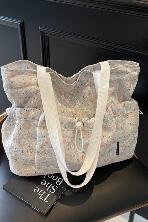 Summer Floral Tote Bag for Women - Large Capacity Canvas Shoulder Bag, Stylish Commuter & Student Essential, 2025 Trend