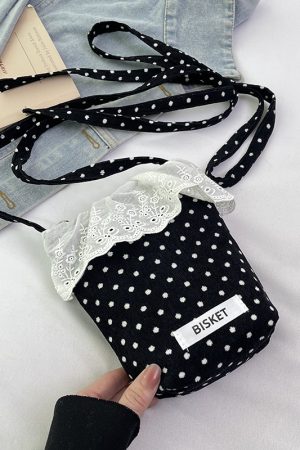 Summer Fresh Lace Mini Bag for Women - 2025 Fashion Plaid Zip Crossbody Phone Bag, Trendy Y2K Style