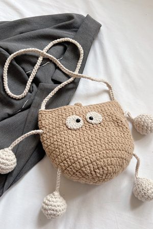 Summer Knitted Wool Bucket Bag for Women - Cute Woven Crossbody Phone Bag, Small Shoulder Bag, 2025 Fashion Essential