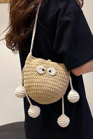 Summer Knitted Wool Bucket Bag for Women - Cute Woven Crossbody Phone Bag, Small Shoulder Bag, 2025 Fashion Essential