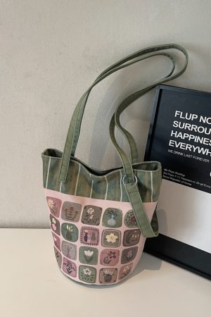 Summer Large Capacity Cartoon Canvas Bucket Bag for Women - Versatile Shoulder Tote for Commuting & Everyday Use