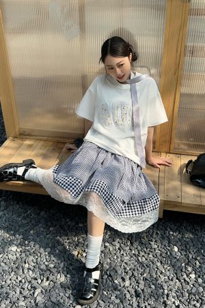 Summer Patch Embroidery Little Chanel Style Couple Loose Round Neck T-Shirt - Short Sleeve Casual Fashion for Couples