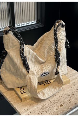 Summer Pleated Canvas Bag for Women - Large Capacity Commuter Dumpling Crossbody Bag, Niche INS Korean Style Versatile Tote