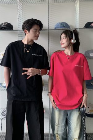 Summer Printed Letter Short Sleeve T-Shirt for Women - Loose Versatile Couple Top in Casual Style