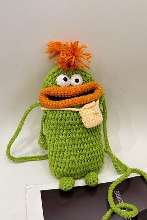 Summer Quirky Knitted Crossbody Mini Bag for Women - Cute Cartoon Phone Bag in Unique Design, 2025 Trendy Style