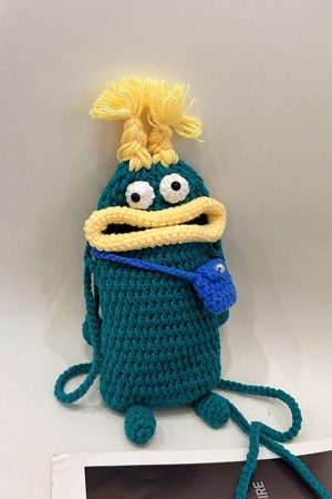 Summer Quirky Knitted Crossbody Mini Bag for Women - Cute Cartoon Phone Bag in Unique Design, 2025 Trendy Style