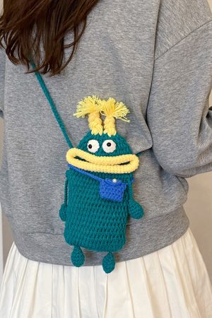Summer Quirky Knitted Crossbody Mini Bag for Women - Cute Cartoon Phone Bag in Unique Design, 2025 Trendy Style