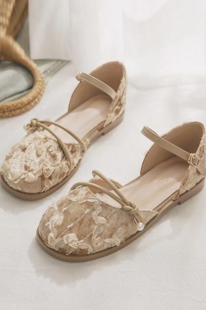 Summer Retro Sheepskin Flat Fairy-Style Open-Toe Sandals for Women - Hollow Design Perfect for Skirts