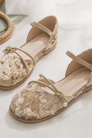 Summer Retro Sheepskin Flat Fairy-Style Open-Toe Sandals for Women - Hollow Design Perfect for Skirts