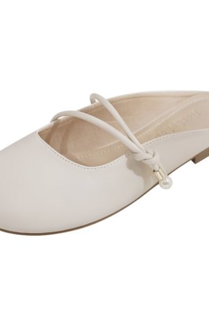 Summer Sheepskin Backless Flat Evening Shoes for Women - Fairy Style Closed-Toe Half Slippers, Perfect for Outdoor Wear