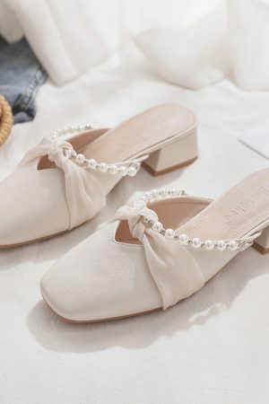 Summer Sheepskin Open-Toe Half Slippers for Women - Fairy Style French Single Shoes Perfect for Skirts