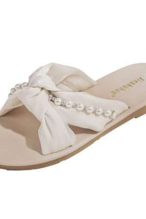 Summer Sheepskin Slippers for Women - French Style One-Word Matching Skirt Shoes for Outdoor Wear