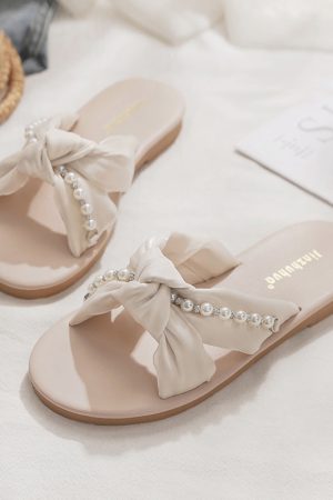 Summer Sheepskin Slippers for Women - French Style One-Word Matching Skirt Shoes for Outdoor Wear