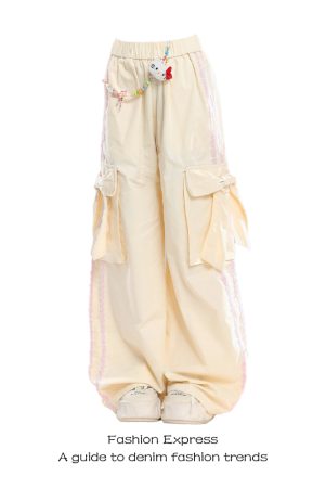 Summer Side Bow Pants for Women - Trendy Loose Draping Floor-Length Casual Sports Pants with Pockets