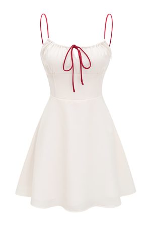 Summer Slim Waist A-Line Short White Camisole Dress - Self-Made European American Style, Perfect for 90s and Y2K Fashion