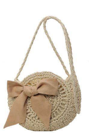Summer Straw Woven Bag for Women - 2025 Bow Tie Design Small Round Crossbody Bag for Beach Vacation and Everyday Versatile Use