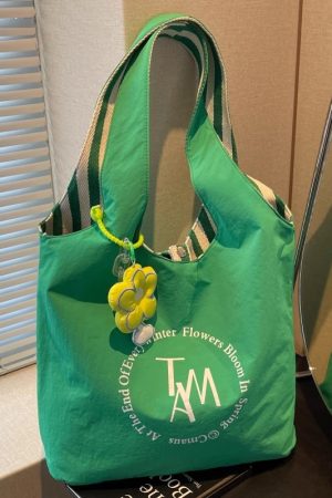 Summer Striped Canvas Tote Bag for Women - Large Capacity Double-Sided Shoulder Commuter Bag - Versatile Fashion Accessory