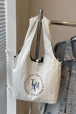 Summer Striped Canvas Tote Bag for Women - Large Capacity Double-Sided Shoulder Commuter Bag - Versatile Fashion Accessory