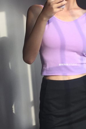 Summer Versatile Sexy Deep Back V-Neck Solid Color Tank Top - European & American Style, Chic Essential for Y2K Fashion