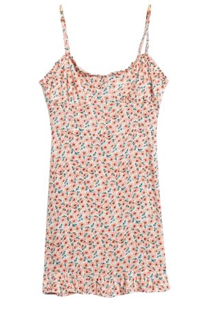 Summer Vintage Floral Spaghetti Strap Dress with Ruffled Hem - Elegant French Style for Effortless Y2K Fashion