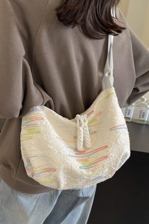 Summer Women’s Canvas Dumpling Bag - New 2025 Japanese Korean Style Single Shoulder Crossbody Tote - Versatile Commuter Bag