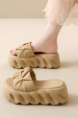 Summer Women's Fairy Style Beach Sandals with Thick Sole, One-Strap Slippers for Skirts - Trendy 2025 Outdoor Footwear